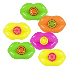 Boland 30776 Whistle Lips, Pack of 6, Size 4 x 6 cm, Plastic, Sirens, Whistles, Whistles, Mouthpipes, Noise Maker, Party Bags, Children's Birthday, Pinata, Toy