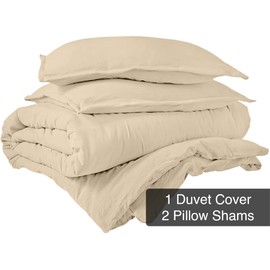ROYALE Sand Duvet Cover Full Size - 3 Piece Bedding Comforter Covers - Button Closure - 1 Full Duvet Covers 80x90 inches and 2 Pillow Shams - No Comforter Included