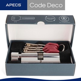 APECS CodeDeco ZM-70(35/35C)-C Security Cylinder Lock for Home Door Knob Cylinder 70 (35/35C) mm with 5 Keys Chrome