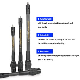 limaity Bow Stabilizer Balance Rod 6" 8" 10" 12" Adjustable Single/Double V-Bar Quick Disconnect Rubber Shock Absorption Damping System and Weights Kit for Compound Bow (12inch)