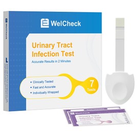 WelCheck UTI Test Strips, Urinary Tract Infection Test for Home Use, Quick Accurate Results in 2 Min, Detects Leukocytes & Nitrite, Individually Packaged, 7 Pack