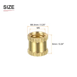 DTGN M5x6x6.4mm(IDxLxAD) Gerändelt Muttern Einsetzen - 100Stk - Gut für Plastik Schalen - Messing Innen Gewinde Wärme Setzende Einsätze Einbettungsmutter