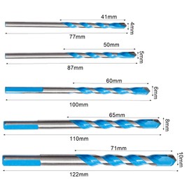 NUTTDOO Concrete Drill Bit Set,5 Packs Masonry Drill Bit Set, Tile Tip Drill Bits Set for Ceramic Tile, Concrete, Brick Wall,Cement,Wood,Size（4/5/6/8/10mm)
