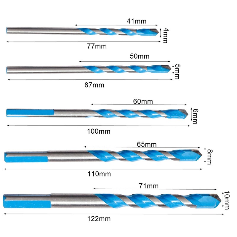 NUTTDOO Concrete Drill Bit Set,5 Packs Masonry Drill Bit Set,
