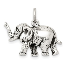 Auriga Fine Jewelry 925 Sterling Silver Antiqued Elephant Charm Pendant (L- 0.75 Inch, W- 0.95 Inch)