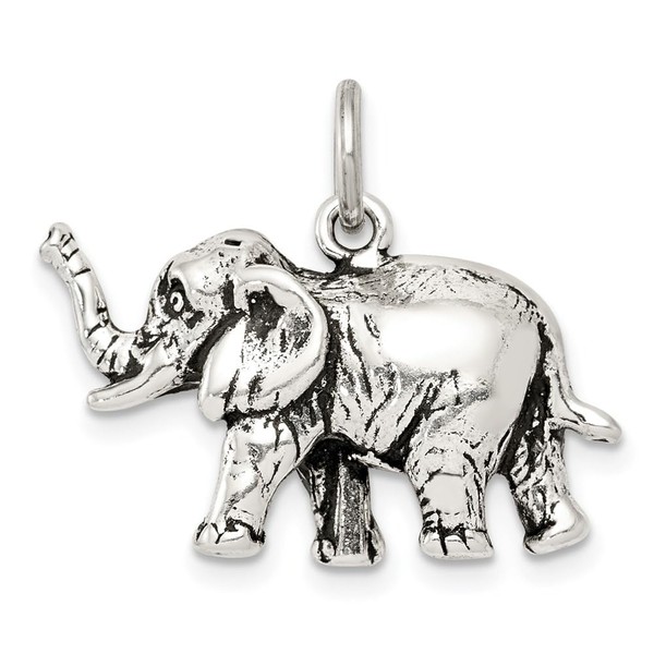 Auriga Fine Jewelry 925 Sterling Silver Antiqued Elephant Charm Pendant