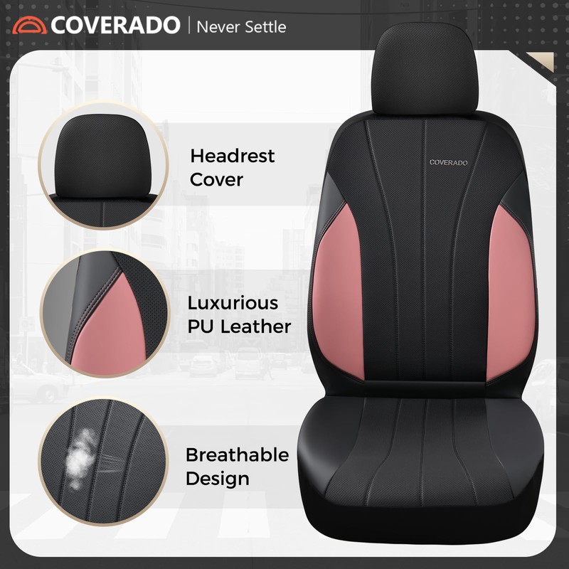 Coverado Car Seat Covers, Luxury Front Seat Covers, Leather Car