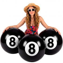 Lewtemi 3 Pack 8 Ball Beach Balls, 20 Inch Giant Inflatable Pool Balls for Party, Swimming Pool Toys, Billiard-Themed Summer Beach Ball, Sports Party Decorations & Outdoor Activities