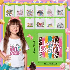 25 Sheets Easter Iron on Decals Vinyl Rabbit Iron on Stickers Easter Eggs Bunnies Heat Transfer Vinyl Iron on Appliques for Clothing T-Shirt Bag Pillow Covers Hoodies DIY Decor (Bunny Style)