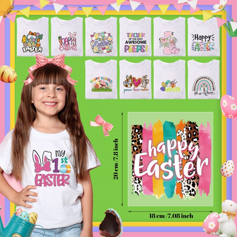 25 Sheets Easter Iron on Decals Vinyl Rabbit Iron on