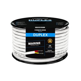 16 Gauge 2 Conductor Marine Wire - 60 ft Duplex Round Marine Grade Wire Tinned Copper Oxygen-Free Insulated - 16/2 AWG UL 1426 Standard PVC Wire for Boat, Automotive, Speakers, Camper & Trailers