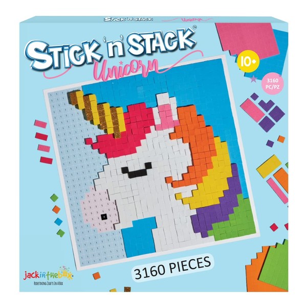 STICK 'N' STACK Mosaic Arts and Crafts for Adults with 3D Foam Stickers - Unicorn Design - Great Stress Buster Craft Kits for Adults