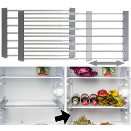 Rosenstein & Söhne Fridge Grid Base: Set of 2 Universal Shelves for Refrigerator, Extendable up to 60 cm (Shelves Fridge Grille, Fridge Divider Rails, Kitchen Helper)