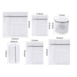 CABAX Mesh Laundry Bags for Delicates,Have Hanger Loops, 4 Assorted Size Reticulation Style Laundry Bag with 2 Bra Underwear Wash Bags, Set of 6