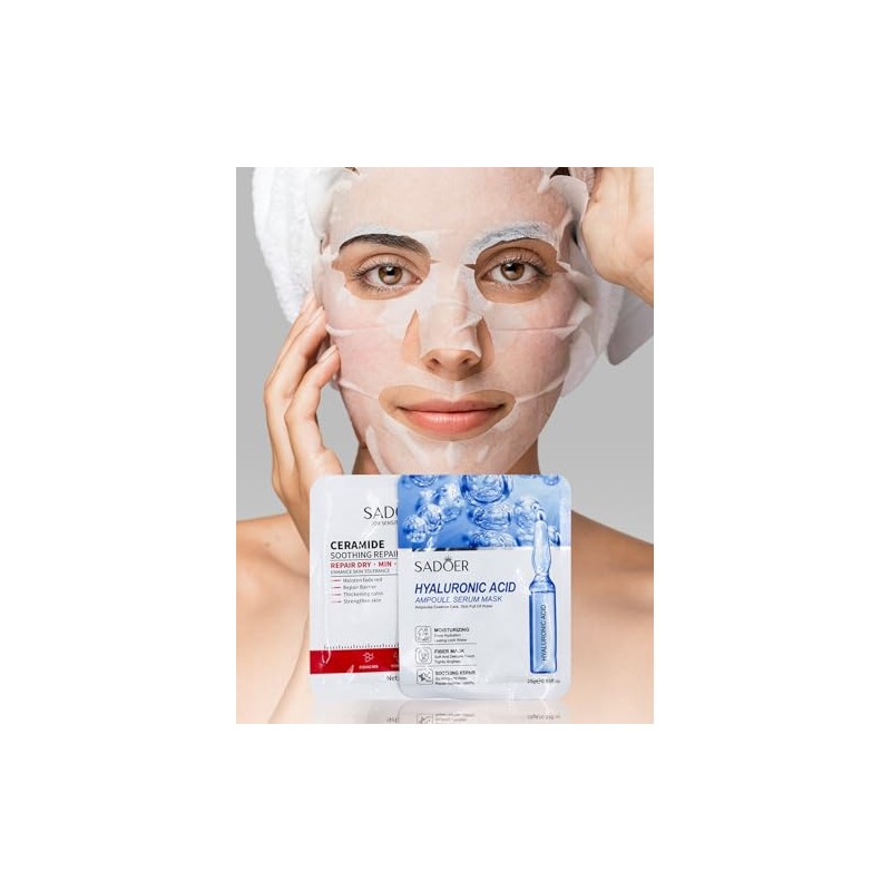 SUPER PACK 15 MASCARILLAS FACIALES COREANAS SURTIDAS COLAGENO, PEPTIDOS, ACIDO