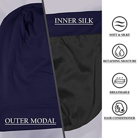 OLESILK OLESILK Silk Bonnet for Sleeping, 100% Mulberry Hair Bonnet for Curly Hair, No Frizzy Damage Hair, Adjustable for Saty on All Night, Charcoal