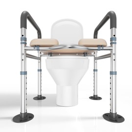 Eakertte Heavy Duty Safety Toilet Seat Riser with Handles for Seniors, 400lbs Medical Support, Anti-Slip, Fits Standard & Elongated Toilets
