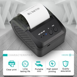 Thermal Receipt Printer, 58mm Mini Pos Printer with 90mm/s High Speed Printing, Support Android OS X Windows Systems, Portable Personal Label Printer for Restaurant Sales Retail