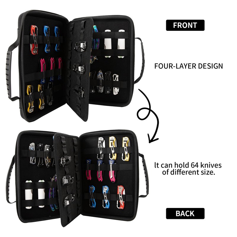 Knife Display Case,62 Slots Knife Case,Knife Storage,Butterfly Knives Storage Organizer,Pocket