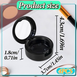 WishLotus 4Pcs Empty Makeup Eyeshadow Box, Refillable Eyeshadow Sub Container for Daily Travel Use, Empty Eyeshadow Pans for Women and Girls, 35mm (Black)