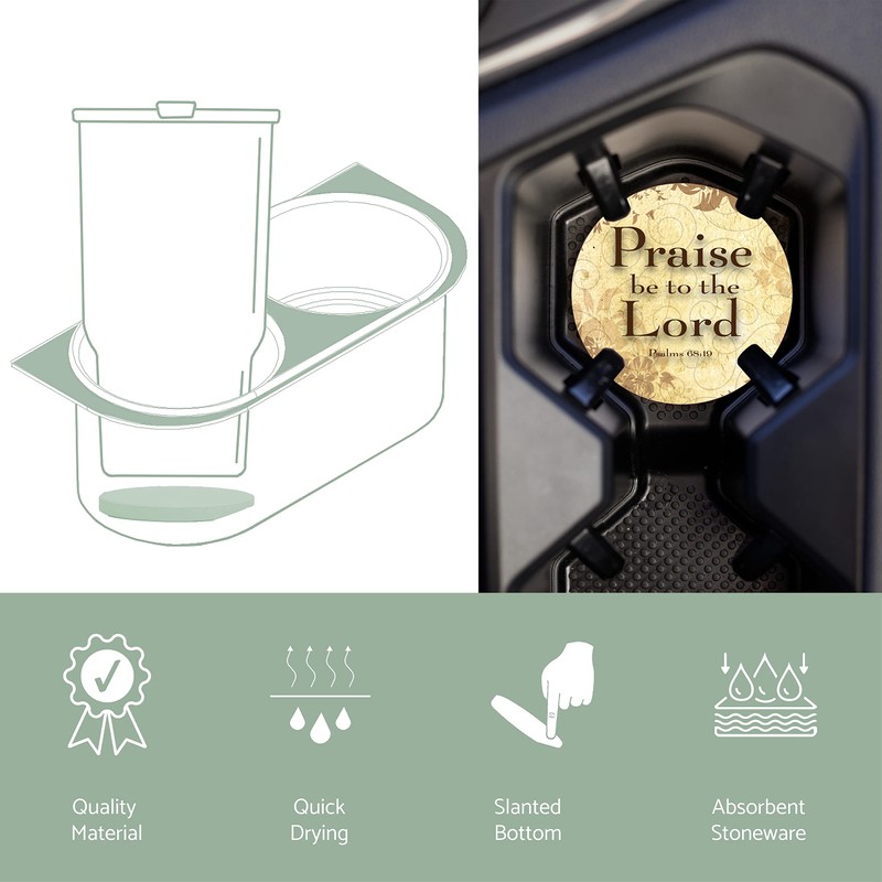 Praise Be Scripture Cream Scroll 2.75 x 2.75 Ceramic Car