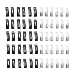 Doromy 60 Packs Metal Snap Hair Clips Nonslip Large Metal Hair Clips Barretes Black Silver Color for Thick Hair DIY Women Girls Hair Accessories 60mm