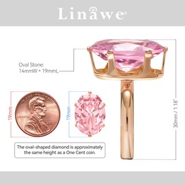 Linawe Rose Quartz Morganite Pink Imitation Diamond Cubic Zirconia Love Ring for Women, Rose Gold Engagement Wedding Adjustable Ring, Gemstone Rhinestone Costume Jewelry
