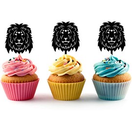 Lion Silhouette Acrylic Cupcake Toppers 12 pcs