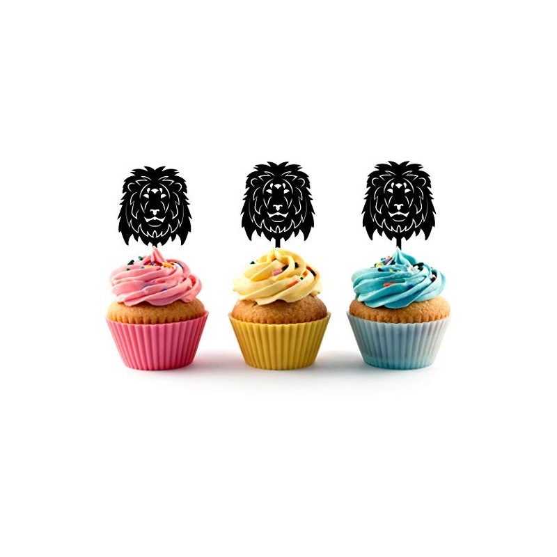 Lion Silhouette Acrylic Cupcake Toppers 12 pcs