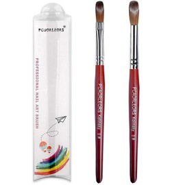 PCAORLEORS kolinsky Acrylic Nails Brush with Pure Mink Nylon Hair and Red Wooden Handle, Round Gel for Applying Acrylic, Size #8, 10, 12 (#8 (Flat/Round))