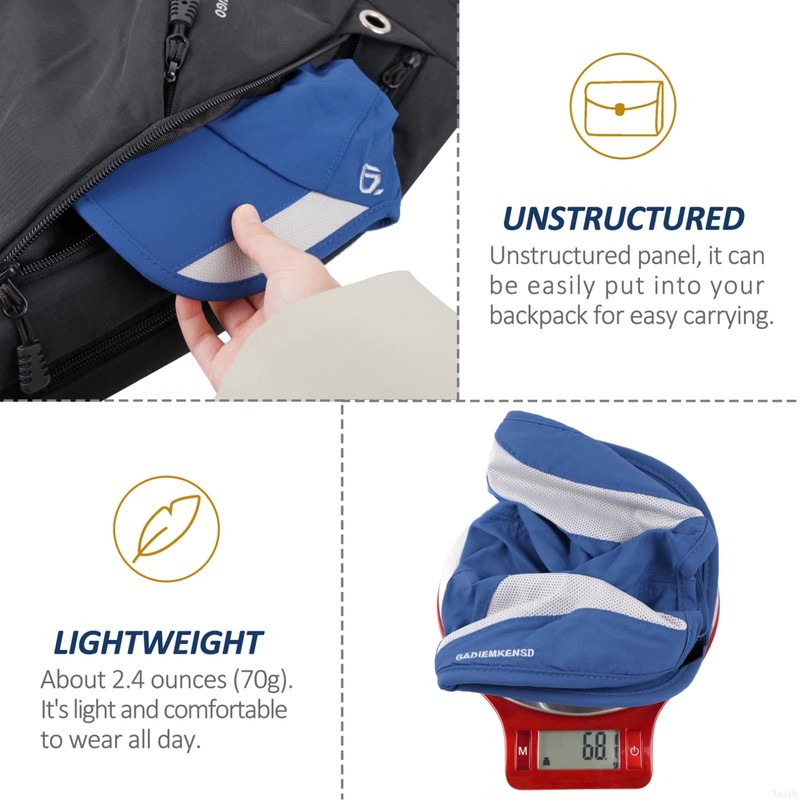 GADIEMKENSD Quick Drying Breathable Running Outdoor Hat Only, blue