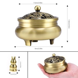 TAIYOU Vintage Brass Incense Burner with a Holder for Incense Sticks Metal Burner with 3 Feet Works for Sticks Cones Mini Incense Holder for Bedroom Aromatherapy Spa Yoga Gift Dragon and Phoenix