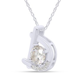 SAVEARTH DIAMONDS 6.5MM Center, Round Cut Lab Created Moissanite Diamond Initial Letter D Pendant Necklace In 14k White Gold Over Sterling Silver With 18" Chain (VVS1 Clarity, 1.00 Cttw)