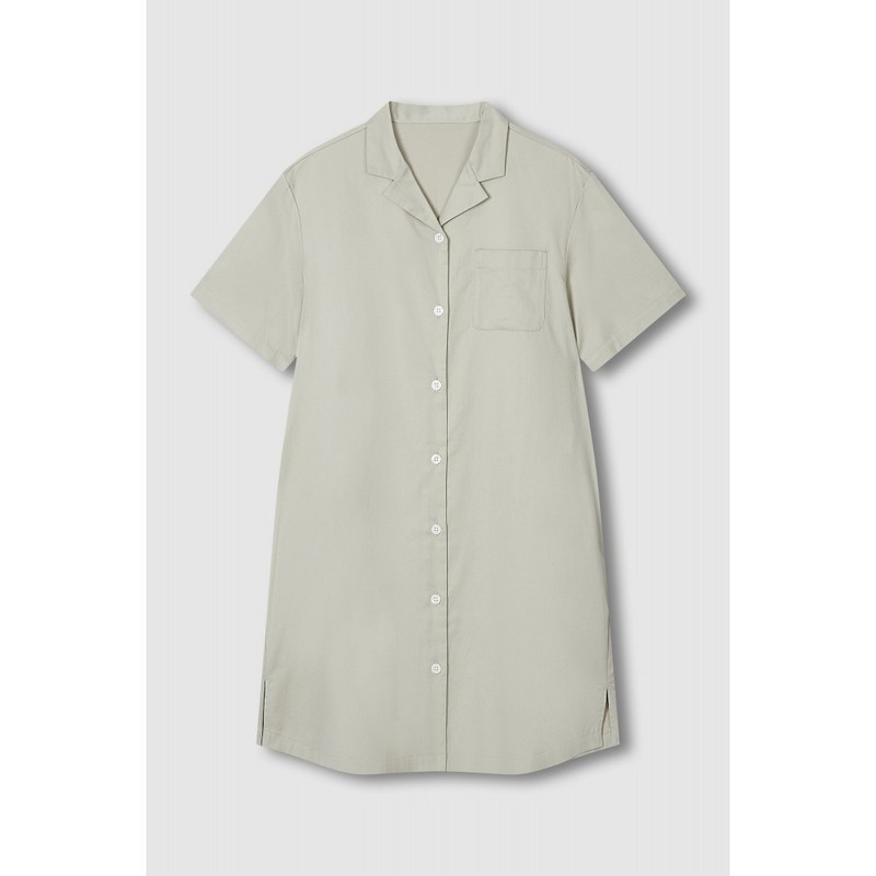 JAJU [JAJU] Women's Cotton Runner 5-part Pajama Dress_Khaki Grey