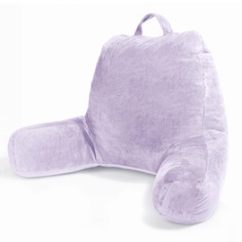 Sasttie Reading Pillow for Bed, Velvet Back Support Pillow for Bed Sitting Up, Back-Rest Sit-Up Support Cushion, College Dorm Essentials for Girls and Boys, Lavender