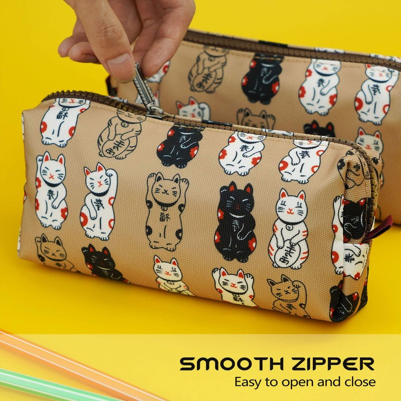LParkin Lucky Japanese Cat Pencil Case Cute Maneki Neko Cat
