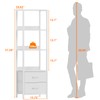 Furnulem 4-Tier Corner Shelf, Bookshelf with 2 Storage Drawers, 57.28”Tall