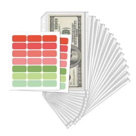 LXWHYP 16 Pcs A6 Binder Envelope Pouches, A6 Zippered binder inserts for 6-Ring Budget Cash Envelope System, clear envelopes for Money Saving and Budgeting, with 42 Sticky Binder Labels