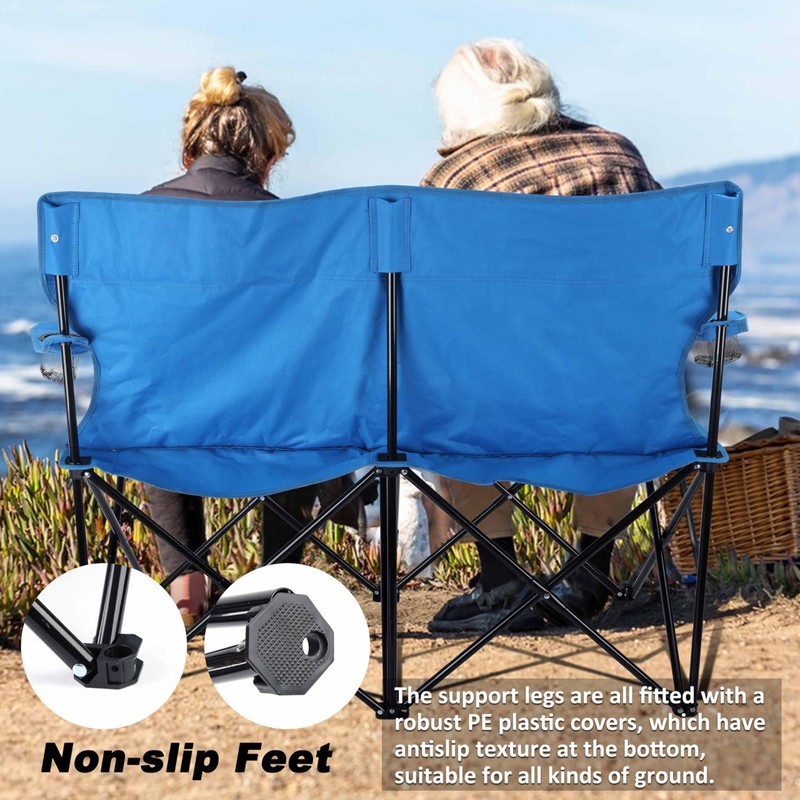 Joyfair Double Camping Beach Chair, Folding Camp Loveseat for Adults