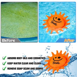 Bespeur 2 Pack Hot Tub Scum Absorber with Suction Cup, Large Oil Absorbing Sponge for Spa & Pool, Reusable Hot Tub Cleaner Accessories for Adults, Keeps Water Clean and Clear