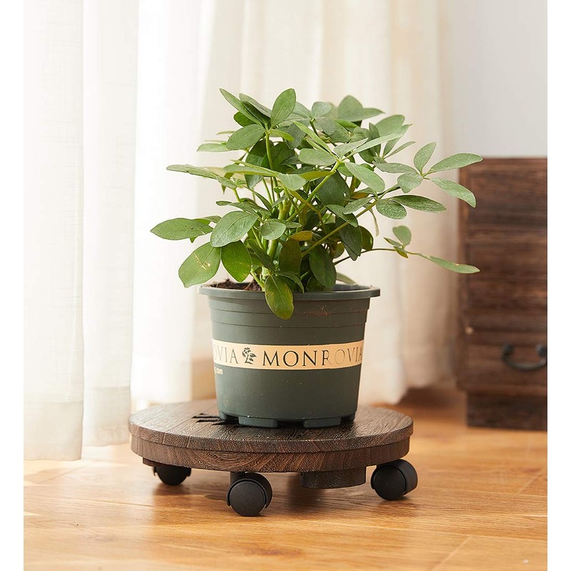 SINOBEST Wood Plant Caddy, Heavy Duty Rolling Planter Dolly with