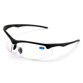 V.W.E. Bifocal High Performance Sport Protective Safety Glasses Bifocal - Clear Lens Reader Reading Glasses - Ansi Z87.1 Certified (Matte Black, 1.25)
