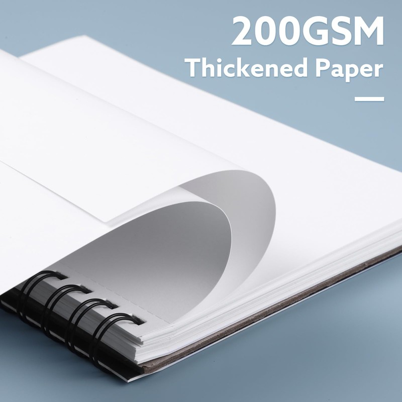 A5 Sketch Books, 200GSM Thick Paper Spiral Bound Sketchbook Hardback