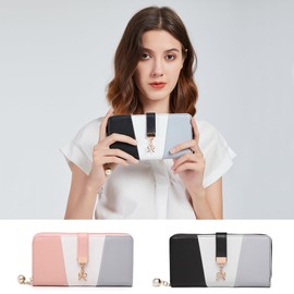 Miss Lulu Women Purse Tri Colour Long Wallet Clutch for Ladies with Roomy Capacity