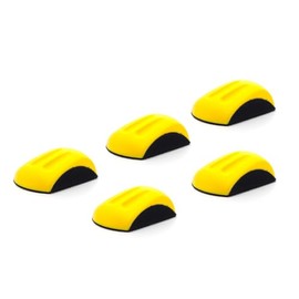 5 Pack - Ergonomic "Mouse" Hand Sanding Block for 5” Hook and Loop Discs for Sanding Moldings, Woodworking, Auto Body, Painting and Crafts