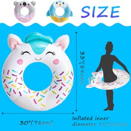 POPOYU Pack of 3 Adult Inflatable Swimming Hoops, 32 Inches / 86 cm Large Pool Float, Inflatable Swimming Pool Float, Summer Water Swimming Ring for Swimming Pool Party Decorations Beach