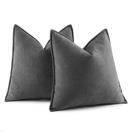 MIULEE Set of 2 Cushion Covers, 45 x 45 cm, Dark Grey Chenille Cushion Covers, Sofa Cushion, Decorative Cushion, Elegant Design for Couch, Sofa, Living Room