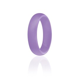 ROQ Silicone Rubber Wedding Ring for Women, Dome Solid Glitter & Metallic, Rubber Silicone Wedding Band, Anniversary Rings, Promise Ring, 5.5mm Wide 2mm Thick, Single, Lavender, Size 9