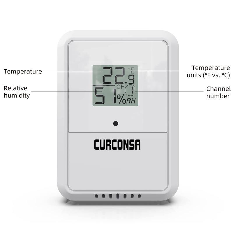 CURCONSA Indoor & Outdoor Temperature and Humidity Sensor, FT016TH Wireless