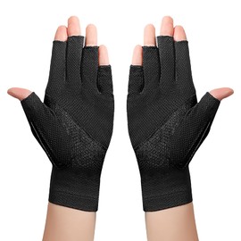 Moonlove 2 Pairs Women Summer Outdoor Sun Protection Gloves Adults Teens Fingerless Breathable Non-slip Solid Colors Printed Cycling Gloves for Driving Golfing Fishing